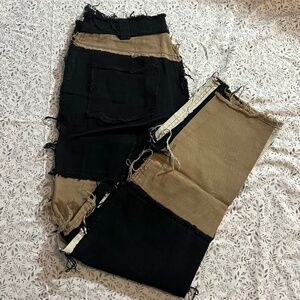 Women's Black and Brown Jeans